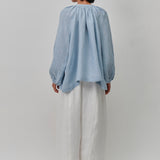 Lake Long Sleeve Linen Shirt in Cornflower