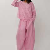 Colette 2-Piece Linen Blouse in Flamingo