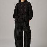 Sunday Barrel Pants in Black Polka Dot