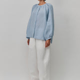 Lake Long Sleeve Linen Shirt in Cornflower