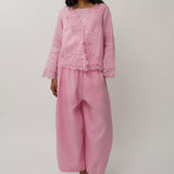 Colette 2-Piece Linen Blouse in Flamingo