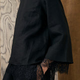 Salon Linen Top in Noir