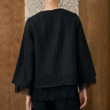 Salon Linen Top in Noir