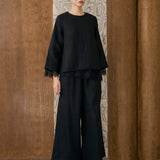 Salon Linen Top in Noir