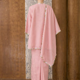 Serene Ramie Kurung Set with Selendang in Carnation