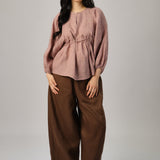 Big Day Linen Gingham Blouse in Shortcake