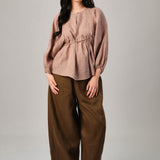 Big Day Linen Gingham Blouse in Shortcake