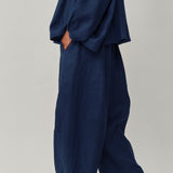 Sculptor Linen Pants in Navy Blue