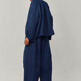 Lake Long Sleeve Linen Shirt in Ink Blue