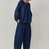 Sculptor Linen Pants in Navy Blue