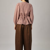 Big Day Linen Gingham Blouse in Shortcake