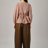 Big Day Linen Gingham Blouse in Shortcake