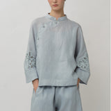 Narumi Linen Tunic in Powder Blue