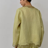 Thalia 2-Piece Linen Blouse in Linden Green