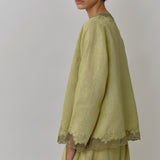 Thalia 2-Piece Linen Blouse in Linden Green