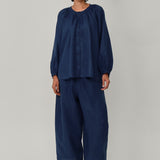 Sculptor Linen Pants in Navy Blue