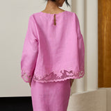 Khalisa Linen Kedah Set in Fuchsia