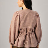 Big Day Linen Gingham Blouse in Shortcake