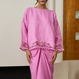 Khalisa Linen Kedah Set in Fuchsia