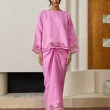 Khalisa Linen Kedah Set in Fuchsia