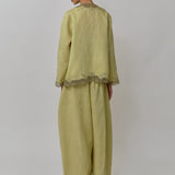 Thalia 2-Piece Linen Blouse in Linden Green