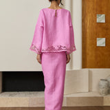 Khalisa Linen Kedah Set in Fuchsia