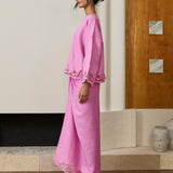 Khalisa Linen Kedah Set in Fuchsia