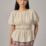 Odette Short-Sleeve Blouse in Ecru