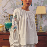 Frida Poplin Blouse in Blanc