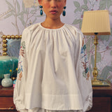 Frida Poplin Blouse in Blanc