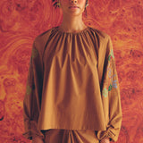 Frida Poplin Blouse in Caramel