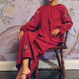 Frida Poplin Blouse in Ruby