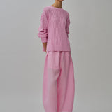 Bridget Chunky Cable-Knit Jumper in Strawberry Milk