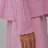 Bridget Chunky Cable-Knit Jumper in Strawberry Milk