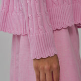 Bridget Chunky Cable-Knit Jumper in Strawberry Milk
