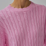 Bridget Chunky Cable-Knit Jumper in Strawberry Milk