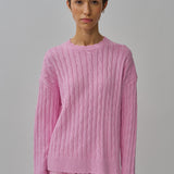 Bridget Chunky Cable-Knit Jumper in Strawberry Milk