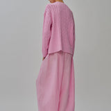 Bridget Chunky Cable-Knit Jumper in Strawberry Milk