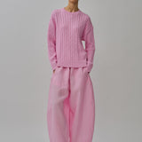 Bridget Chunky Cable-Knit Jumper in Strawberry Milk