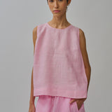 Midtown Linen Top in Strawberry Milk