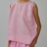 Midtown Linen Top in Strawberry Milk