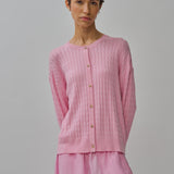 Iris Cable-Knit Cardigan in Strawberry Milk