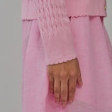 Iris Cable-Knit Cardigan in Strawberry Milk