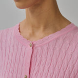 Iris Cable-Knit Cardigan in Strawberry Milk