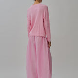 Iris Cable-Knit Cardigan in Strawberry Milk