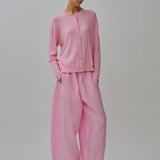 Iris Cable-Knit Cardigan in Strawberry Milk