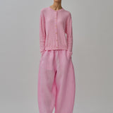 Iris Cable-Knit Cardigan in Strawberry Milk