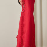 Khalisa Linen Long Head Piece in Rouge