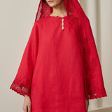 Khalisa Linen Long Head Piece in Rouge