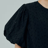 Galleria Broderie Bubble Blouse in Black